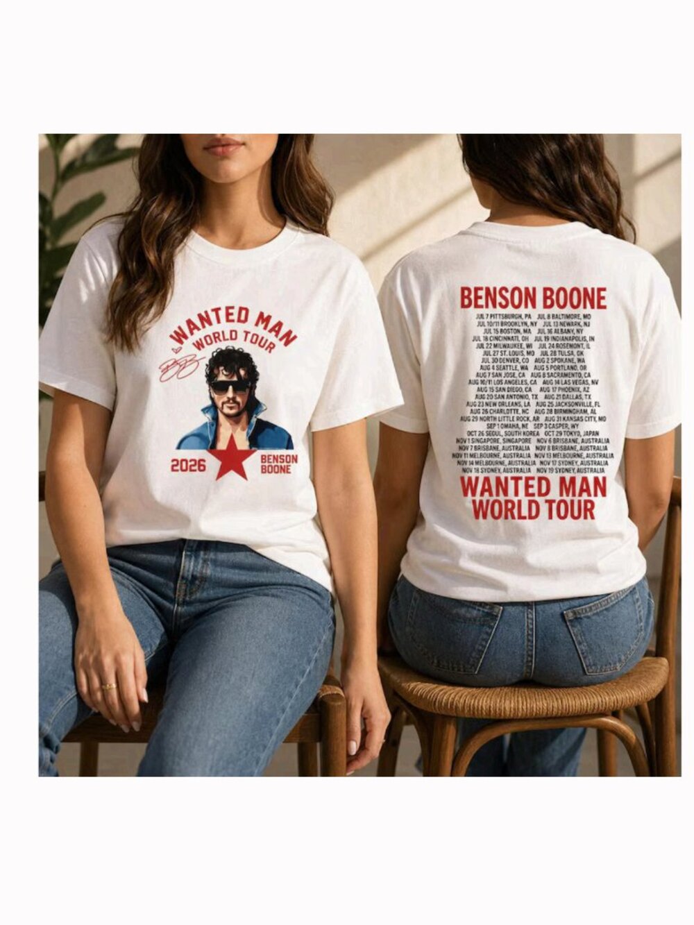 Benson Boone Wanted Man Tour 2026 Graphic Fan T-Shirt